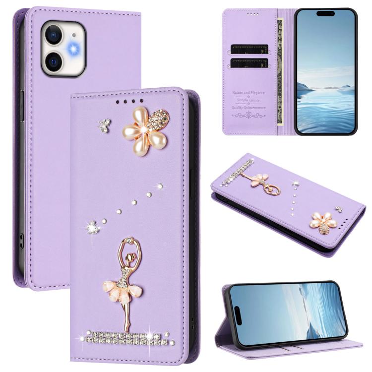 Funda para teléfono de piel vegana con protección RFID y diamantes de imitación de la bailarina de ballet, For iPhone 13 Pro, For iPhone 12 / 12 Pro, For iPhone 12 Pro Max, For iPhone 11 Pro Max, For iPhone 11, For iPhone 11 Pro