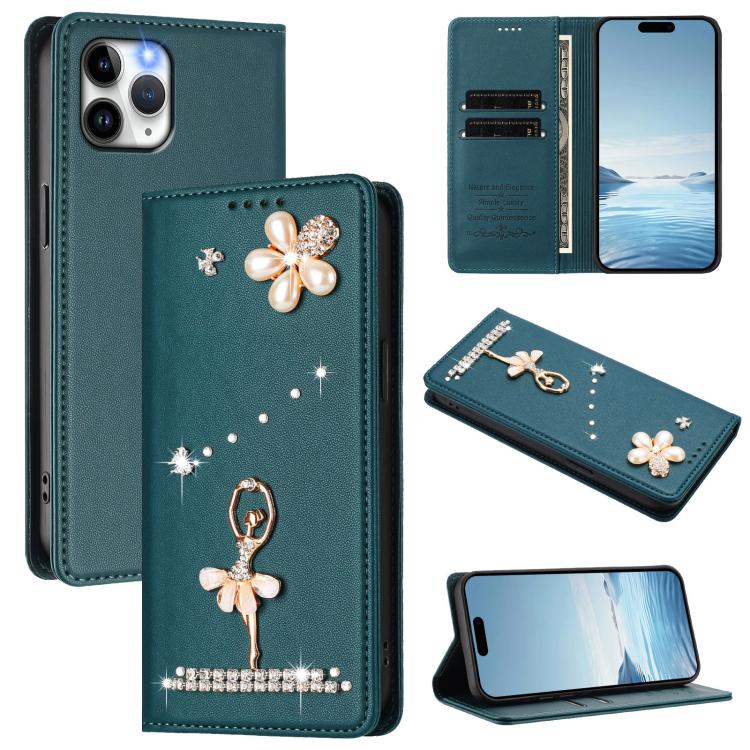 Funda para teléfono de piel vegana con protección RFID y diamantes de imitación de la bailarina de ballet, For iPhone 13 Pro, For iPhone 12 / 12 Pro, For iPhone 12 Pro Max, For iPhone 11 Pro Max, For iPhone 11, For iPhone 11 Pro