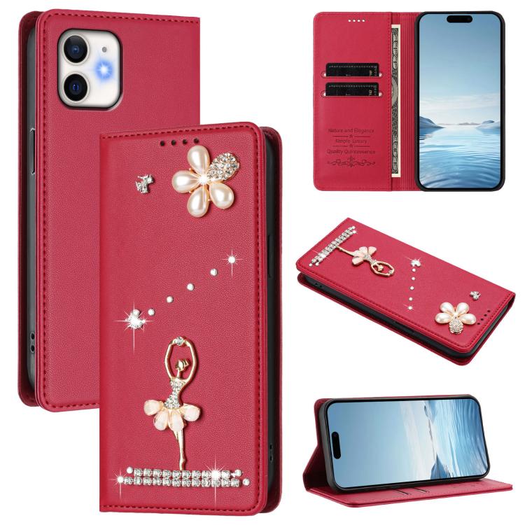 Funda para teléfono de piel vegana con protección RFID y diamantes de imitación de la bailarina de ballet, For iPhone 13 Pro, For iPhone 12 / 12 Pro, For iPhone 12 Pro Max, For iPhone 11 Pro Max, For iPhone 11, For iPhone 11 Pro