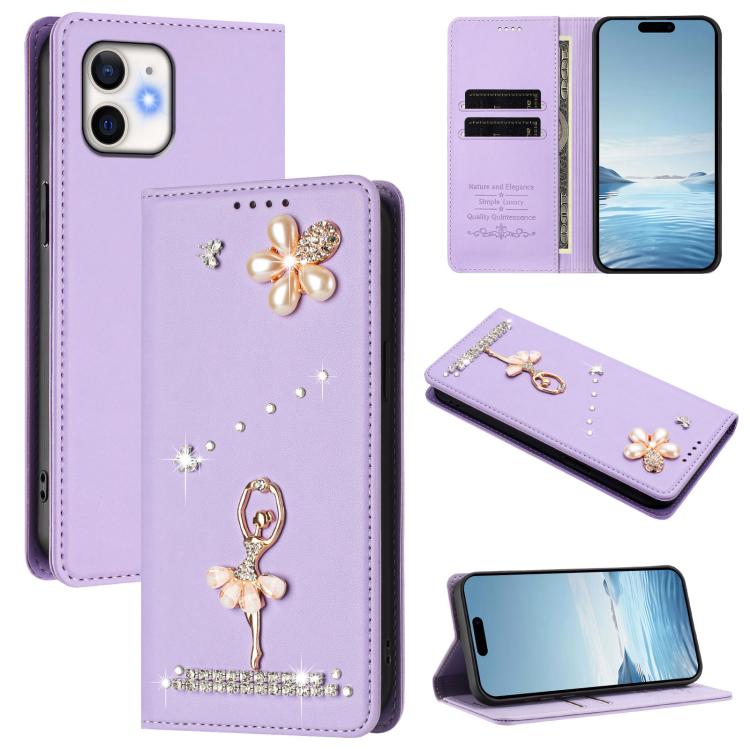 Funda para teléfono de piel vegana con protección RFID y diamantes de imitación de la bailarina de ballet, For iPhone 13 Pro, For iPhone 12 / 12 Pro, For iPhone 12 Pro Max, For iPhone 11 Pro Max, For iPhone 11, For iPhone 11 Pro