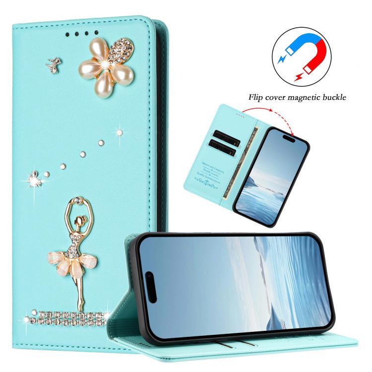 Funda para teléfono de piel vegana con protección RFID y diamantes de imitación de la bailarina de ballet, For iPhone 13 Pro, For iPhone 12 / 12 Pro, For iPhone 12 Pro Max, For iPhone 11 Pro Max, For iPhone 11, For iPhone 11 Pro