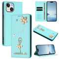 Funda para teléfono de piel vegana con protección RFID y diamantes de imitación de la bailarina de ballet, For iPhone 15, For iPhone 14 Plus, For iPhone 14 / 13, For iPhone 14 Pro, For iPhone 14 Pro Max, For iPhone 13 Pro Max