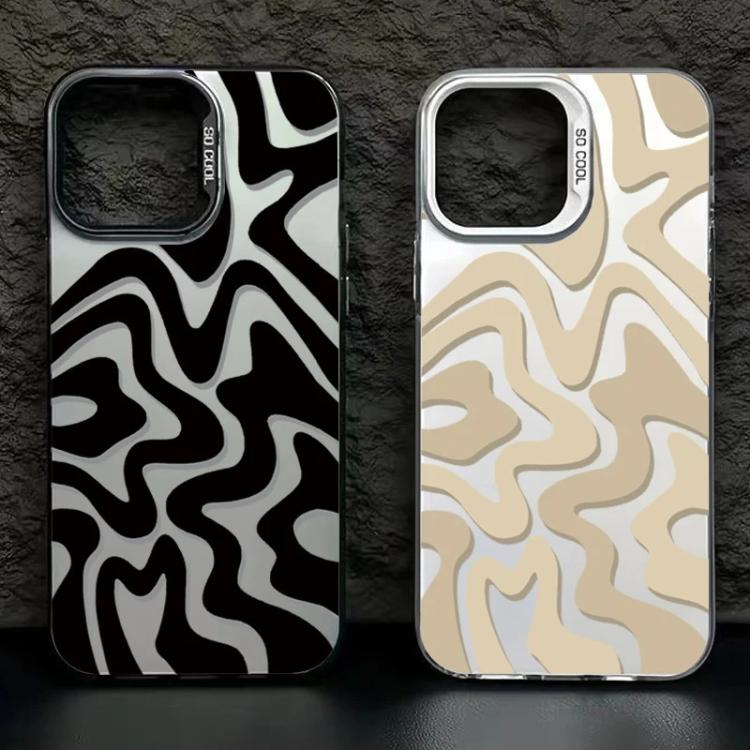 Funda para teléfono 2 en 1 de PC IMD con estampado de rayas onduladas y acabado mate, For iPhone 11, For iPhone 11 Pro, For iPhone X / XS, For iPhone XR, For iPhone XS Max, For iPhone 8 Plus / 7 Plus