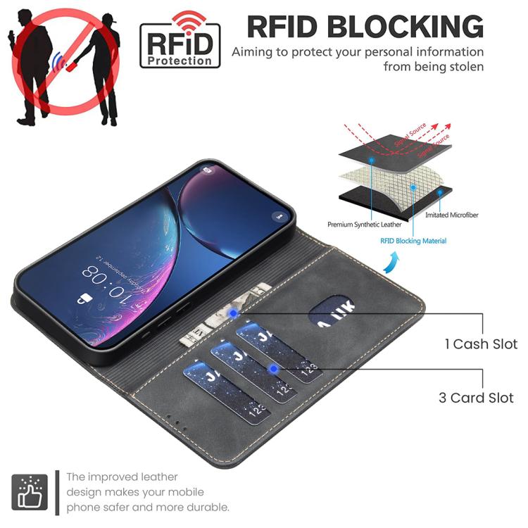 Funda para teléfono de cuero vegano con textura de piel de becerro de color liso y protección RFID, For iPhone 18 Pro/17 Pro, For iPhone 18 Pro Max/17 Pro Max, For iPhone 16e / 17e, For iPhone 17, For iPhone Air, For iPhone 16 Pro Max, For iPhone 16 Pr...