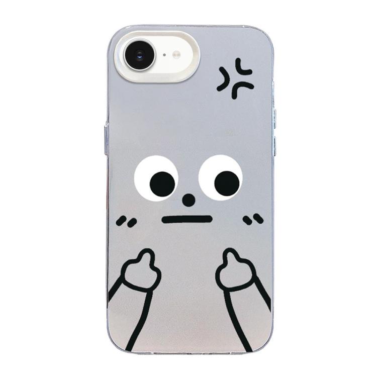 Funda para teléfono híbrida de PC y TPU con diseño de gestos de hombrecito en color plata esmerilada, For iPhone 17e / 16e, For iPhone 17 Pro Max, For iPhone 17 Pro, For iPhone 17, For iPhone Air, For iPhone 16 Pro Max, For iPhone 16 Pro               ...