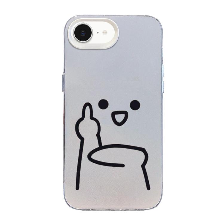 Funda para teléfono híbrida de PC y TPU con diseño de gestos de hombrecito en color plata esmerilada, For iPhone 17e / 16e, For iPhone 17 Pro Max, For iPhone 17 Pro, For iPhone 17, For iPhone Air, For iPhone 16 Pro Max, For iPhone 16 Pro               ...