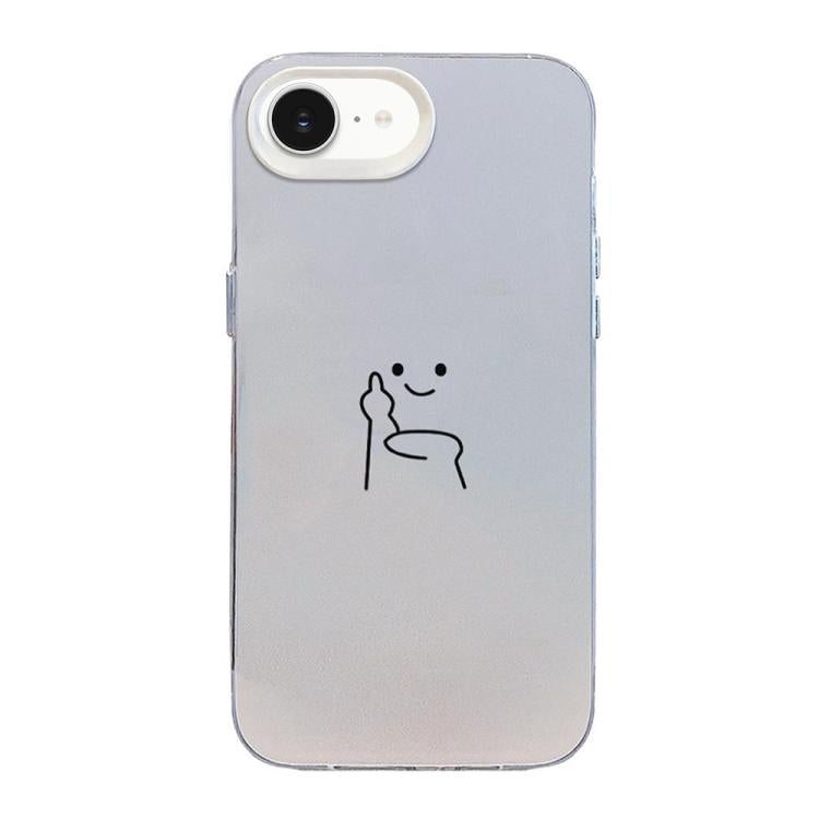 Funda para teléfono híbrida de PC y TPU con diseño de gestos de hombrecito en color plata esmerilada, For iPhone 17e / 16e, For iPhone 17 Pro Max, For iPhone 17 Pro, For iPhone 17, For iPhone Air, For iPhone 16 Pro Max, For iPhone 16 Pro               ...