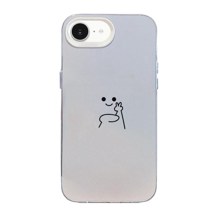 Funda para teléfono híbrida de PC y TPU con diseño de gestos de hombrecito en color plata esmerilada, For iPhone 17e / 16e, For iPhone 17 Pro Max, For iPhone 17 Pro, For iPhone 17, For iPhone Air, For iPhone 16 Pro Max, For iPhone 16 Pro               ...