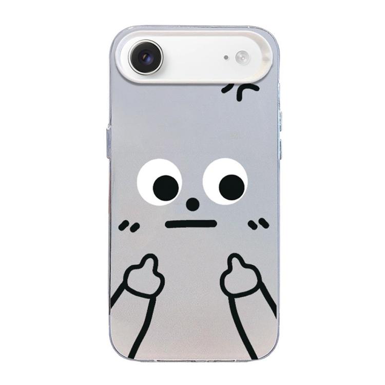 Funda para teléfono híbrida de PC y TPU con diseño de gestos de hombrecito en color plata esmerilada, For iPhone 17e / 16e, For iPhone 17 Pro Max, For iPhone 17 Pro, For iPhone 17, For iPhone Air, For iPhone 16 Pro Max, For iPhone 16 Pro               ...