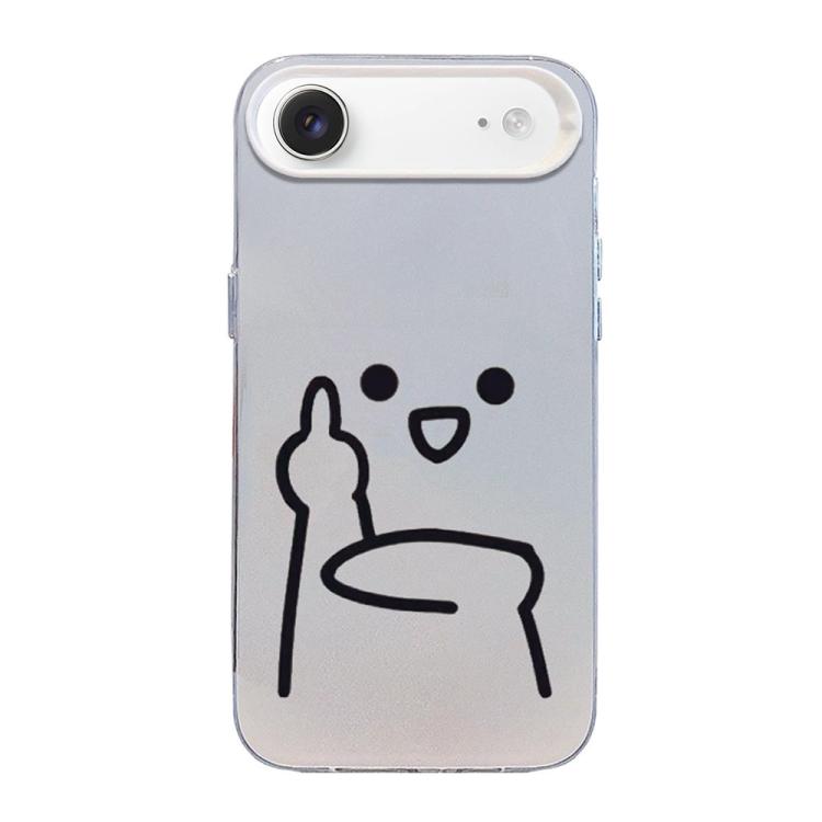Funda para teléfono híbrida de PC y TPU con diseño de gestos de hombrecito en color plata esmerilada, For iPhone 17e / 16e, For iPhone 17 Pro Max, For iPhone 17 Pro, For iPhone 17, For iPhone Air, For iPhone 16 Pro Max, For iPhone 16 Pro               ...
