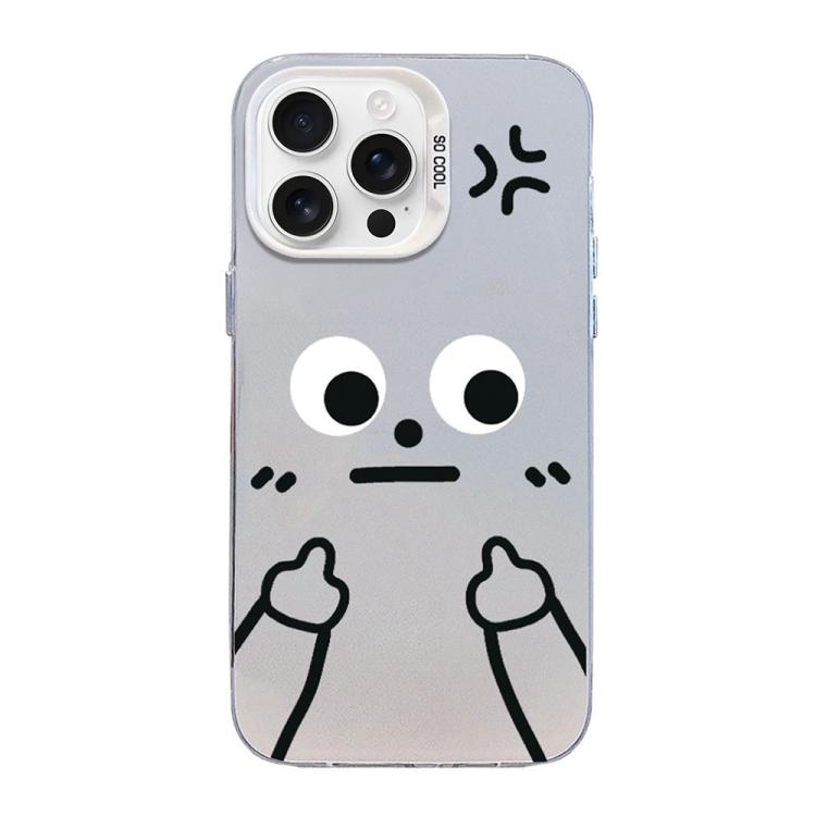 Funda para teléfono híbrida de PC y TPU con diseño de gestos de hombrecito en color plata esmerilada, For iPhone 17e / 16e, For iPhone 17 Pro Max, For iPhone 17 Pro, For iPhone 17, For iPhone Air, For iPhone 16 Pro Max, For iPhone 16 Pro               ...