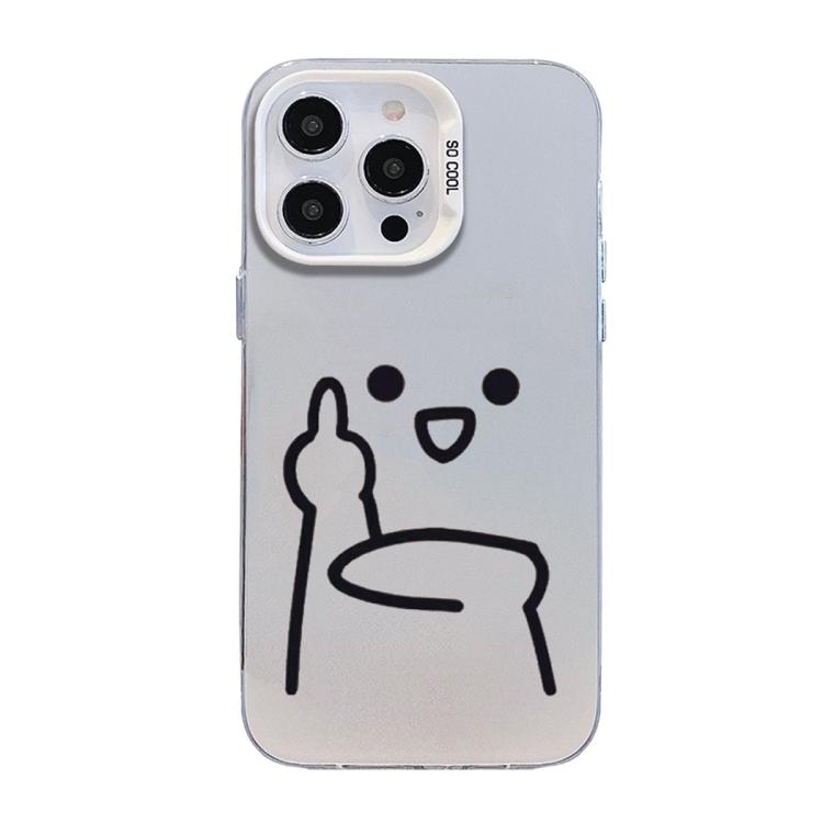Funda para teléfono híbrida de PC y TPU con diseño de gestos de hombrecito en color plata esmerilada, For iPhone 17e / 16e, For iPhone 17 Pro Max, For iPhone 17 Pro, For iPhone 17, For iPhone Air, For iPhone 16 Pro Max, For iPhone 16 Pro               ...