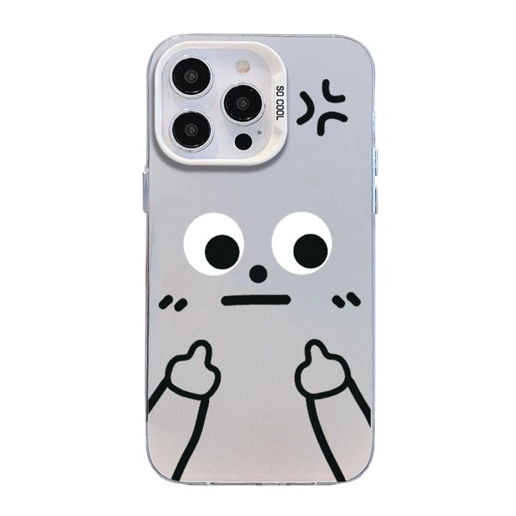 Funda para teléfono híbrida de PC y TPU con diseño de gestos de hombrecito en color plata esmerilada, For iPhone 17e / 16e, For iPhone 17 Pro Max, For iPhone 17 Pro, For iPhone 17, For iPhone Air, For iPhone 16 Pro Max, For iPhone 16 Pro               ...