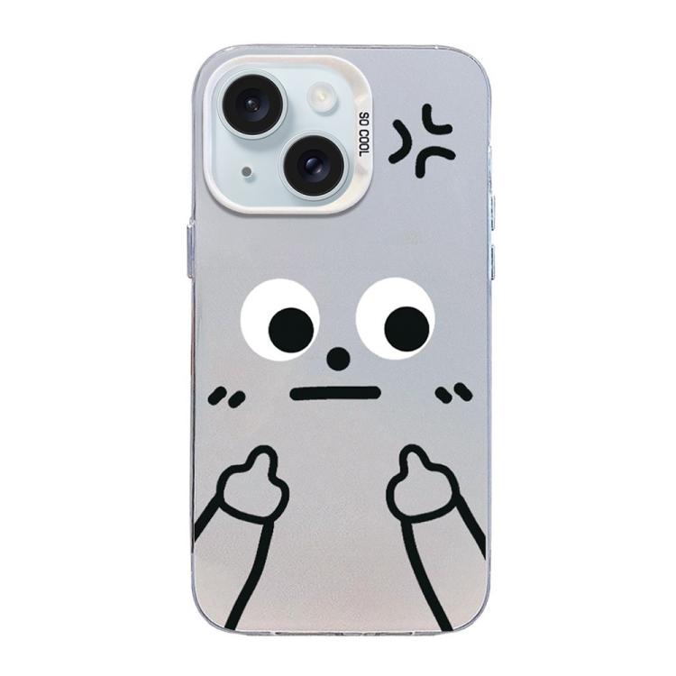 Funda para teléfono híbrida de PC y TPU con diseño de gestos de hombrecito en color plata esmerilada, For iPhone 17e / 16e, For iPhone 17 Pro Max, For iPhone 17 Pro, For iPhone 17, For iPhone Air, For iPhone 16 Pro Max, For iPhone 16 Pro               ...