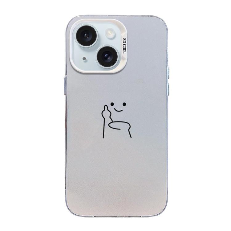 Funda para teléfono híbrida de PC y TPU con diseño de gestos de hombrecito en color plata esmerilada, For iPhone 17e / 16e, For iPhone 17 Pro Max, For iPhone 17 Pro, For iPhone 17, For iPhone Air, For iPhone 16 Pro Max, For iPhone 16 Pro               ...