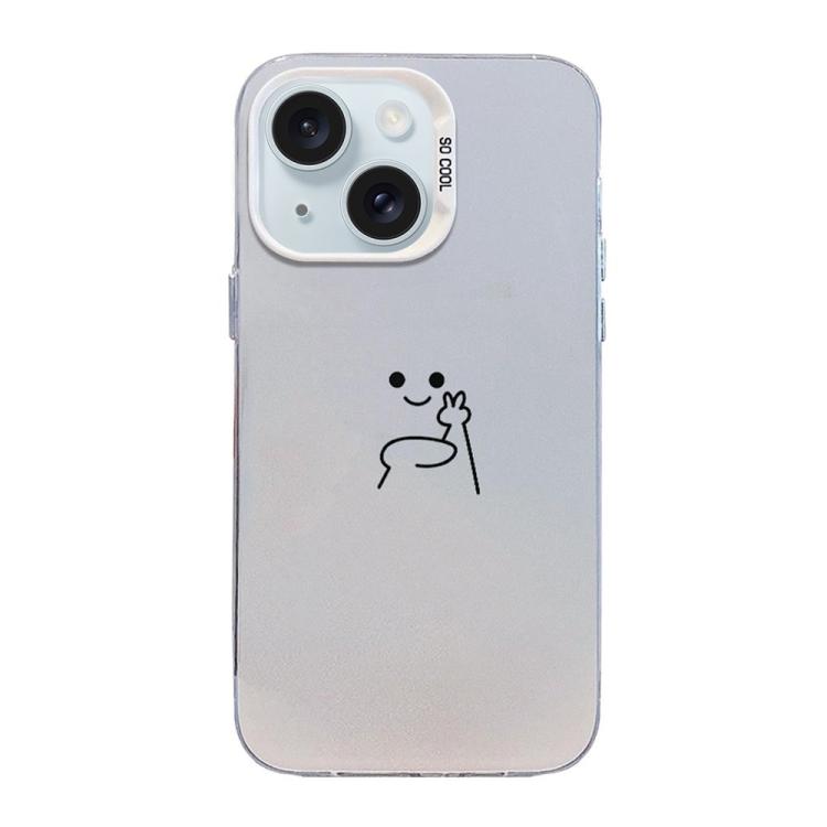 Funda para teléfono híbrida de PC y TPU con diseño de gestos de hombrecito en color plata esmerilada, For iPhone 17e / 16e, For iPhone 17 Pro Max, For iPhone 17 Pro, For iPhone 17, For iPhone Air, For iPhone 16 Pro Max, For iPhone 16 Pro               ...