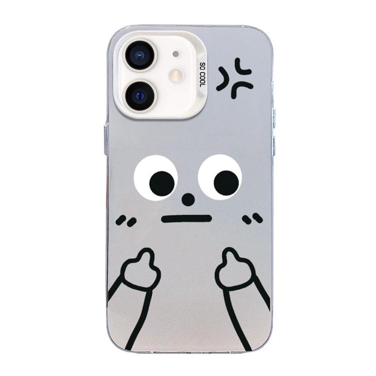 Funda para teléfono híbrida de PC y TPU con diseño de gestos de hombrecito en color plata esmerilada, For iPhone 12 mini, For iPhone 11 Pro Max, For iPhone 11, For iPhone 11 Pro, For iPhone X / XS, For iPhone XS Max, For iPhone 8 Plus / 7 Plus