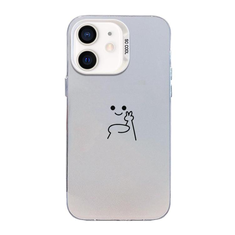 Funda para teléfono híbrida de PC y TPU con diseño de gestos de hombrecito en color plata esmerilada, For iPhone 12 mini, For iPhone 11 Pro Max, For iPhone 11, For iPhone 11 Pro, For iPhone X / XS, For iPhone XS Max, For iPhone 8 Plus / 7 Plus