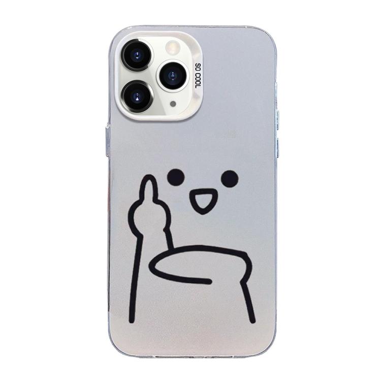 Funda para teléfono híbrida de PC y TPU con diseño de gestos de hombrecito en color plata esmerilada, For iPhone 12 mini, For iPhone 11 Pro Max, For iPhone 11, For iPhone 11 Pro, For iPhone X / XS, For iPhone XS Max, For iPhone 8 Plus / 7 Plus