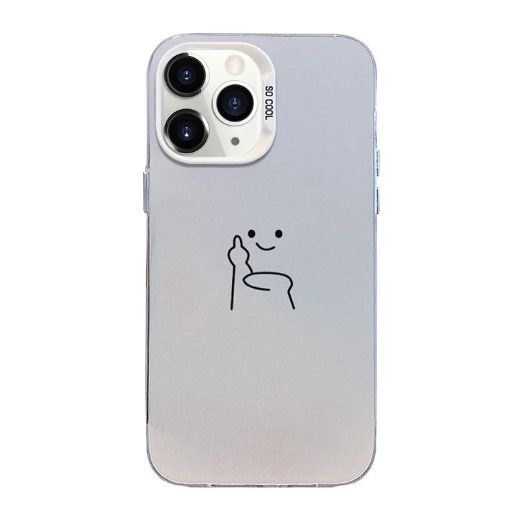 Funda para teléfono híbrida de PC y TPU con diseño de gestos de hombrecito en color plata esmerilada, For iPhone 12 mini, For iPhone 11 Pro Max, For iPhone 11, For iPhone 11 Pro, For iPhone X / XS, For iPhone XS Max, For iPhone 8 Plus / 7 Plus