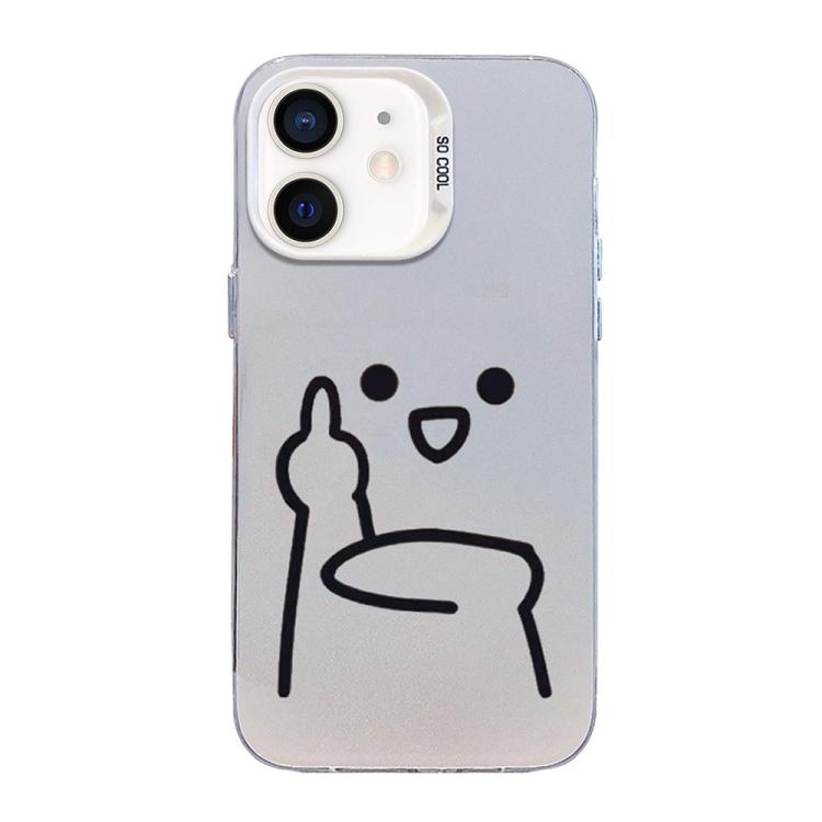Funda para teléfono híbrida de PC y TPU con diseño de gestos de hombrecito en color plata esmerilada, For iPhone 12 mini, For iPhone 11 Pro Max, For iPhone 11, For iPhone 11 Pro, For iPhone X / XS, For iPhone XS Max, For iPhone 8 Plus / 7 Plus