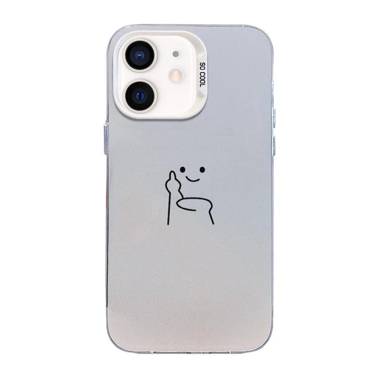 Funda para teléfono híbrida de PC y TPU con diseño de gestos de hombrecito en color plata esmerilada, For iPhone 12 mini, For iPhone 11 Pro Max, For iPhone 11, For iPhone 11 Pro, For iPhone X / XS, For iPhone XS Max, For iPhone 8 Plus / 7 Plus