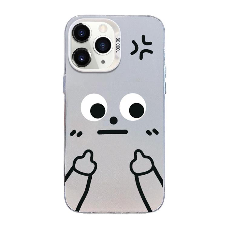 Funda para teléfono híbrida de PC y TPU con diseño de gestos de hombrecito en color plata esmerilada, For iPhone 12 mini, For iPhone 11 Pro Max, For iPhone 11, For iPhone 11 Pro, For iPhone X / XS, For iPhone XS Max, For iPhone 8 Plus / 7 Plus