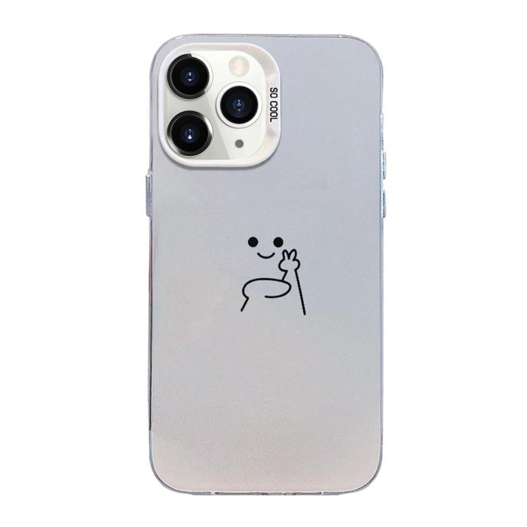 Funda para teléfono híbrida de PC y TPU con diseño de gestos de hombrecito en color plata esmerilada, For iPhone 12 mini, For iPhone 11 Pro Max, For iPhone 11, For iPhone 11 Pro, For iPhone X / XS, For iPhone XS Max, For iPhone 8 Plus / 7 Plus