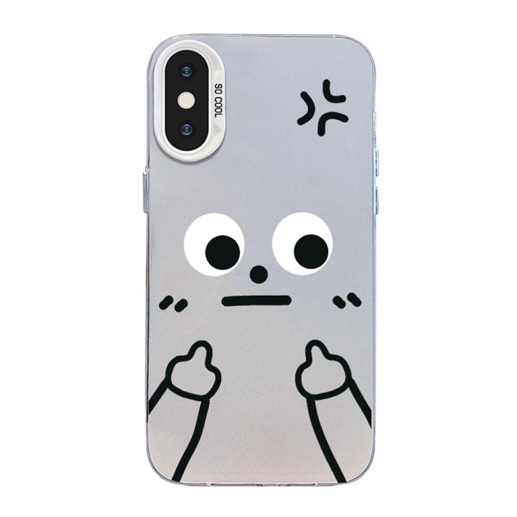 Funda para teléfono híbrida de PC y TPU con diseño de gestos de hombrecito en color plata esmerilada, For iPhone 12 mini, For iPhone 11 Pro Max, For iPhone 11, For iPhone 11 Pro, For iPhone X / XS, For iPhone XS Max, For iPhone 8 Plus / 7 Plus