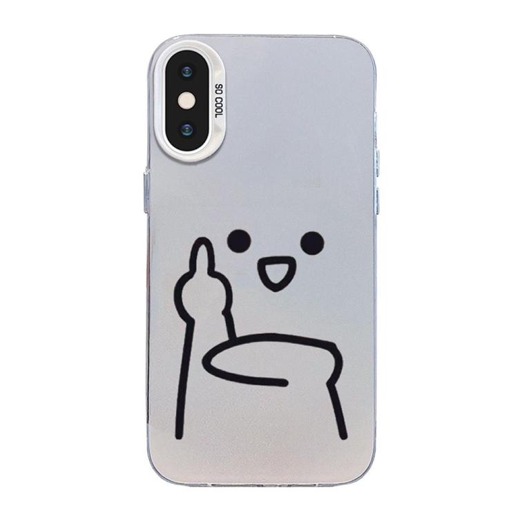 Funda para teléfono híbrida de PC y TPU con diseño de gestos de hombrecito en color plata esmerilada, For iPhone 12 mini, For iPhone 11 Pro Max, For iPhone 11, For iPhone 11 Pro, For iPhone X / XS, For iPhone XS Max, For iPhone 8 Plus / 7 Plus