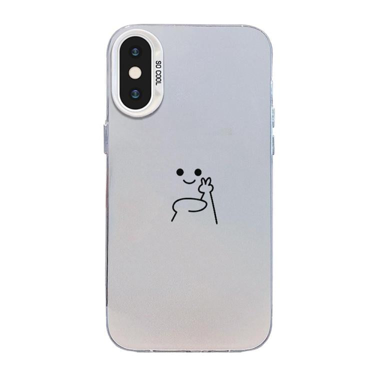 Funda para teléfono híbrida de PC y TPU con diseño de gestos de hombrecito en color plata esmerilada, For iPhone 12 mini, For iPhone 11 Pro Max, For iPhone 11, For iPhone 11 Pro, For iPhone X / XS, For iPhone XS Max, For iPhone 8 Plus / 7 Plus
