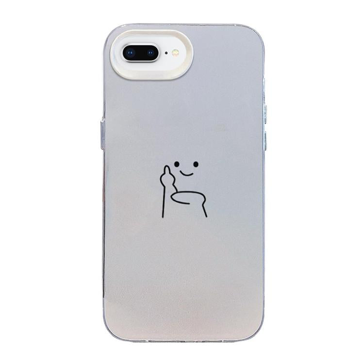 Funda para teléfono híbrida de PC y TPU con diseño de gestos de hombrecito en color plata esmerilada, For iPhone 12 mini, For iPhone 11 Pro Max, For iPhone 11, For iPhone 11 Pro, For iPhone X / XS, For iPhone XS Max, For iPhone 8 Plus / 7 Plus