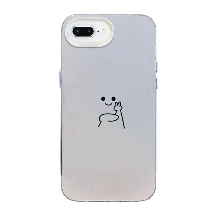 Funda para teléfono híbrida de PC y TPU con diseño de gestos de hombrecito en color plata esmerilada, For iPhone 12 mini, For iPhone 11 Pro Max, For iPhone 11, For iPhone 11 Pro, For iPhone X / XS, For iPhone XS Max, For iPhone 8 Plus / 7 Plus