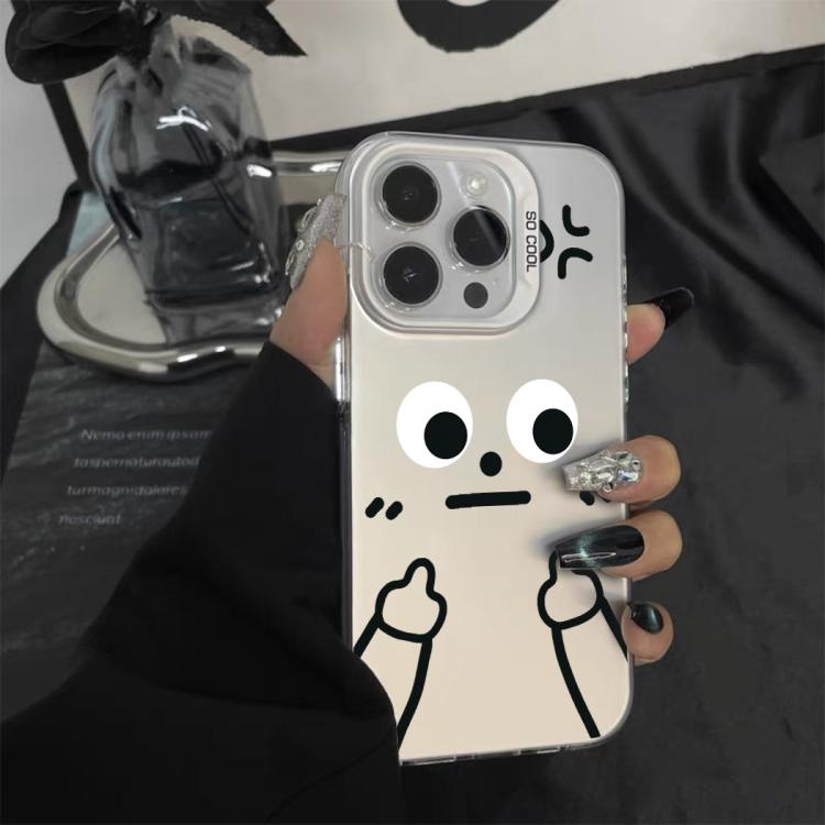 Funda para teléfono híbrida de PC y TPU con diseño de gestos de hombrecito en color plata esmerilada, For iPhone 17e / 16e, For iPhone 17 Pro Max, For iPhone 17 Pro, For iPhone 17, For iPhone Air, For iPhone 16 Pro Max, For iPhone 16 Pro               ...