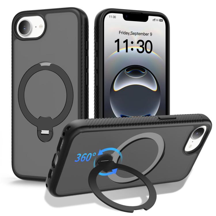 Funda para teléfono magnética con soporte giratorio de 360° y airbag, a prueba de golpes., For iPhone 16e / 17e, For iPhone 17 Pro Max, For iPhone 17 Pro, For iPhone 17, For iPhone Air, For iPhone 16 Pro Max, For iPhone 16