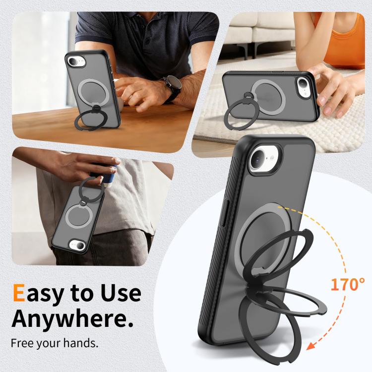 Funda para teléfono magnética con soporte giratorio de 360° y airbag, a prueba de golpes., For iPhone 16e / 17e, For iPhone 17 Pro Max, For iPhone 17 Pro, For iPhone 17, For iPhone Air, For iPhone 16 Pro Max, For iPhone 16