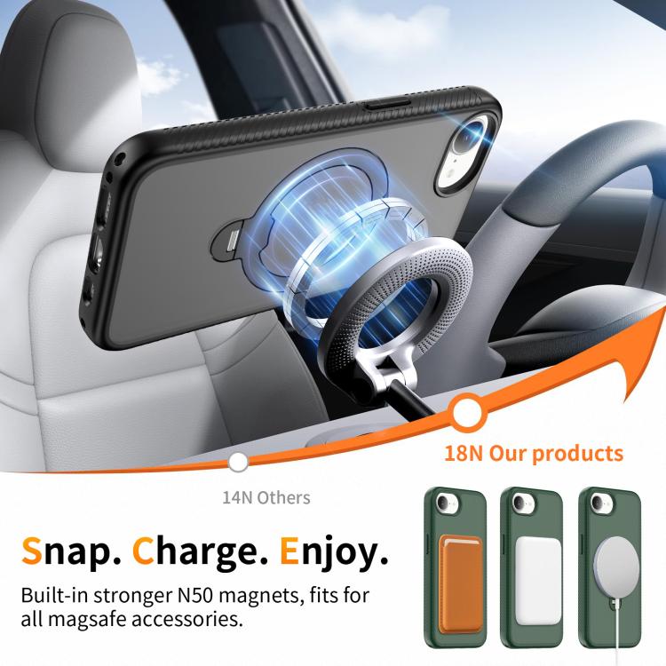 Funda para teléfono magnética con soporte giratorio de 360° y airbag, a prueba de golpes., For iPhone 16e / 17e, For iPhone 17 Pro Max, For iPhone 17 Pro, For iPhone 17, For iPhone Air, For iPhone 16 Pro Max, For iPhone 16