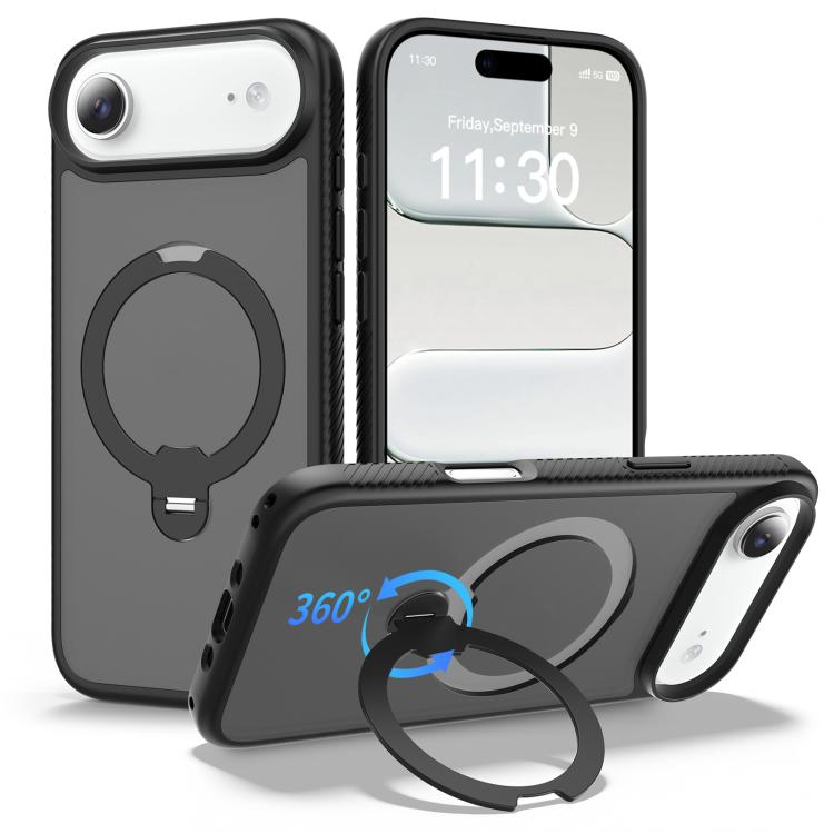 Funda para teléfono magnética con soporte giratorio de 360° y airbag, a prueba de golpes., For iPhone 16e / 17e, For iPhone 17 Pro Max, For iPhone 17 Pro, For iPhone 17, For iPhone Air, For iPhone 16 Pro Max, For iPhone 16