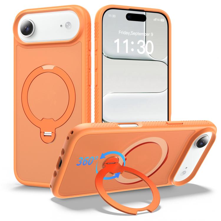 Funda para teléfono magnética con soporte giratorio de 360° y airbag, a prueba de golpes., For iPhone 16e / 17e, For iPhone 17 Pro Max, For iPhone 17 Pro, For iPhone 17, For iPhone Air, For iPhone 16 Pro Max, For iPhone 16