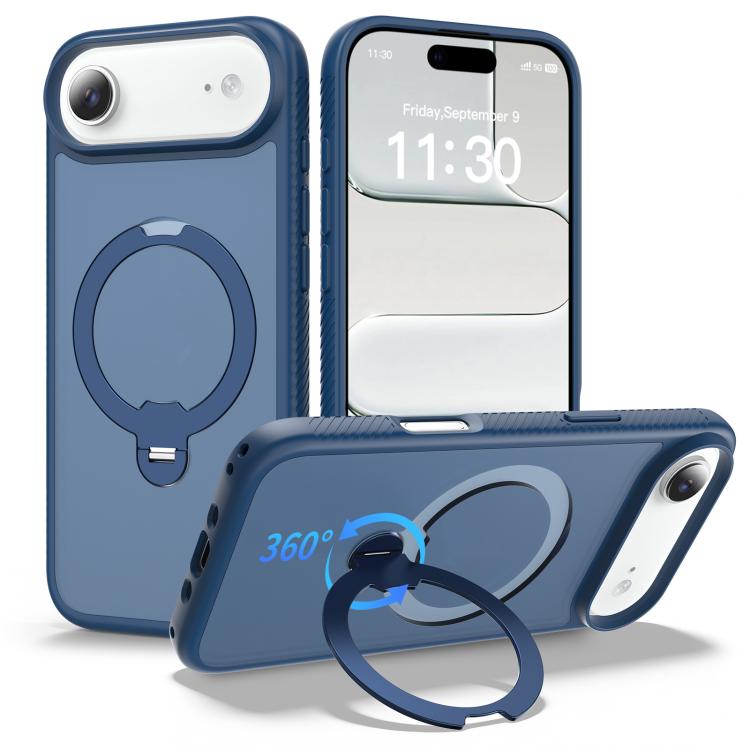 Funda para teléfono magnética con soporte giratorio de 360° y airbag, a prueba de golpes., For iPhone 16e / 17e, For iPhone 17 Pro Max, For iPhone 17 Pro, For iPhone 17, For iPhone Air, For iPhone 16 Pro Max, For iPhone 16