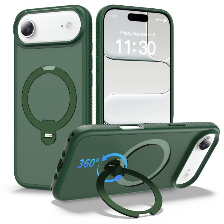 Funda para teléfono magnética con soporte giratorio de 360° y airbag, a prueba de golpes., For iPhone 16e / 17e, For iPhone 17 Pro Max, For iPhone 17 Pro, For iPhone 17, For iPhone Air, For iPhone 16 Pro Max, For iPhone 16