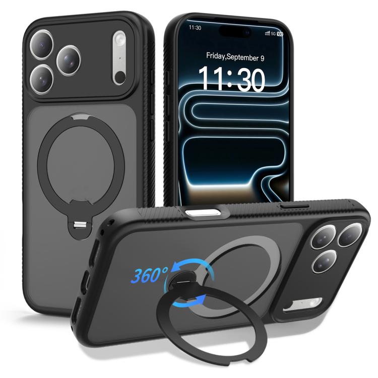 Funda para teléfono magnética con soporte giratorio de 360° y airbag, a prueba de golpes., For iPhone 16e / 17e, For iPhone 17 Pro Max, For iPhone 17 Pro, For iPhone 17, For iPhone Air, For iPhone 16 Pro Max, For iPhone 16