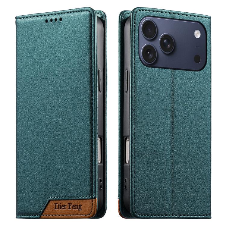 Funda para teléfono Dierfeng Splicing de cuero vegano con imán RFID resistente, For iPhone 18 Pro / 17 Pro, For iPhone 18 Pro Max / 17 Pro Max, For iPhone 17e / 16e, For iPhone 17, For iPhone Air, For iPhone 16 Pro Max, For iPhone 16 Pro               ...