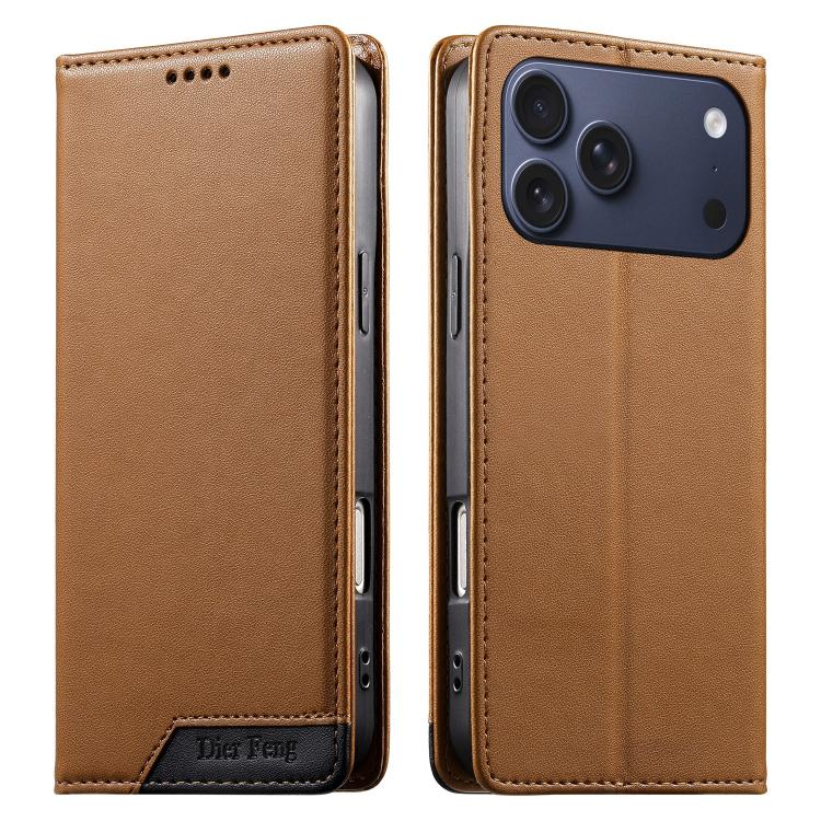 Funda para teléfono Dierfeng Splicing de cuero vegano con imán RFID resistente, For iPhone 18 Pro / 17 Pro, For iPhone 18 Pro Max / 17 Pro Max, For iPhone 17e / 16e, For iPhone 17, For iPhone Air, For iPhone 16 Pro Max, For iPhone 16 Pro               ...