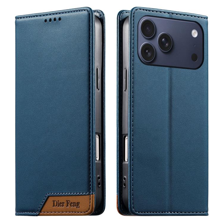 Funda para teléfono Dierfeng Splicing de cuero vegano con imán RFID resistente, For iPhone 18 Pro / 17 Pro, For iPhone 18 Pro Max / 17 Pro Max, For iPhone 17e / 16e, For iPhone 17, For iPhone Air, For iPhone 16 Pro Max, For iPhone 16 Pro               ...