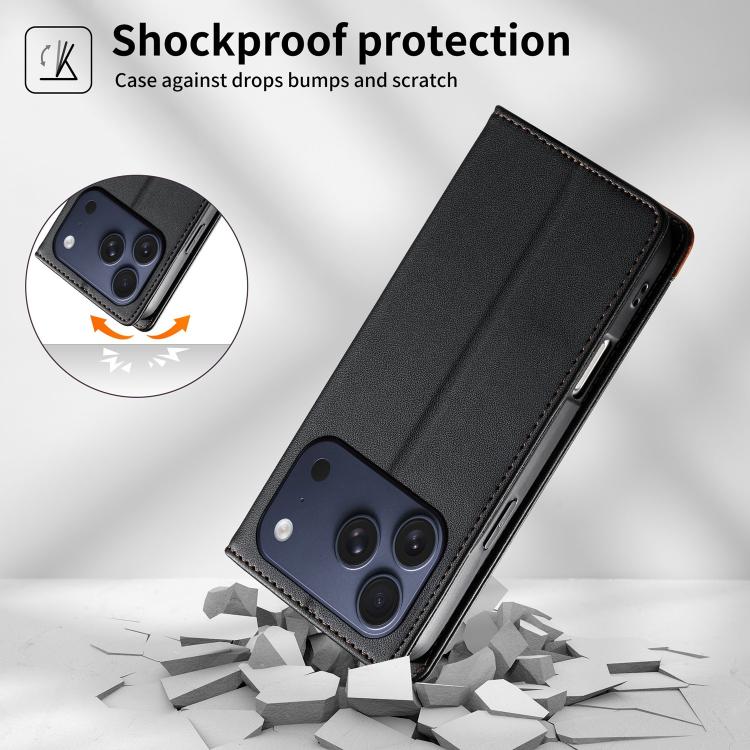Funda para teléfono Dierfeng Splicing de cuero vegano con imán RFID resistente, For iPhone 18 Pro / 17 Pro, For iPhone 18 Pro Max / 17 Pro Max, For iPhone 17e / 16e, For iPhone 17, For iPhone Air, For iPhone 16 Pro Max, For iPhone 16 Pro               ...