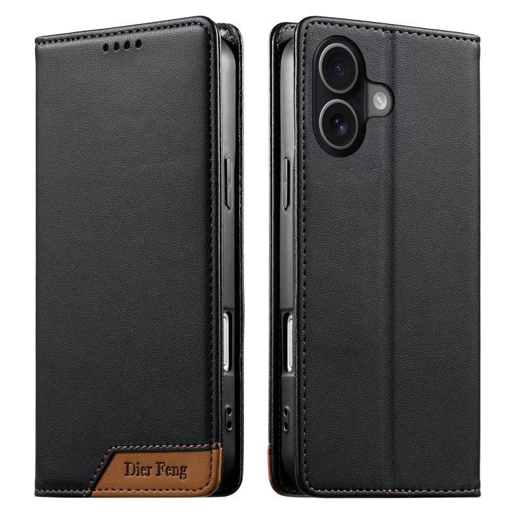Funda para teléfono Dierfeng Splicing de cuero vegano con imán RFID resistente, For iPhone 18 Pro / 17 Pro, For iPhone 18 Pro Max / 17 Pro Max, For iPhone 17e / 16e, For iPhone 17, For iPhone Air, For iPhone 16 Pro Max, For iPhone 16 Pro               ...