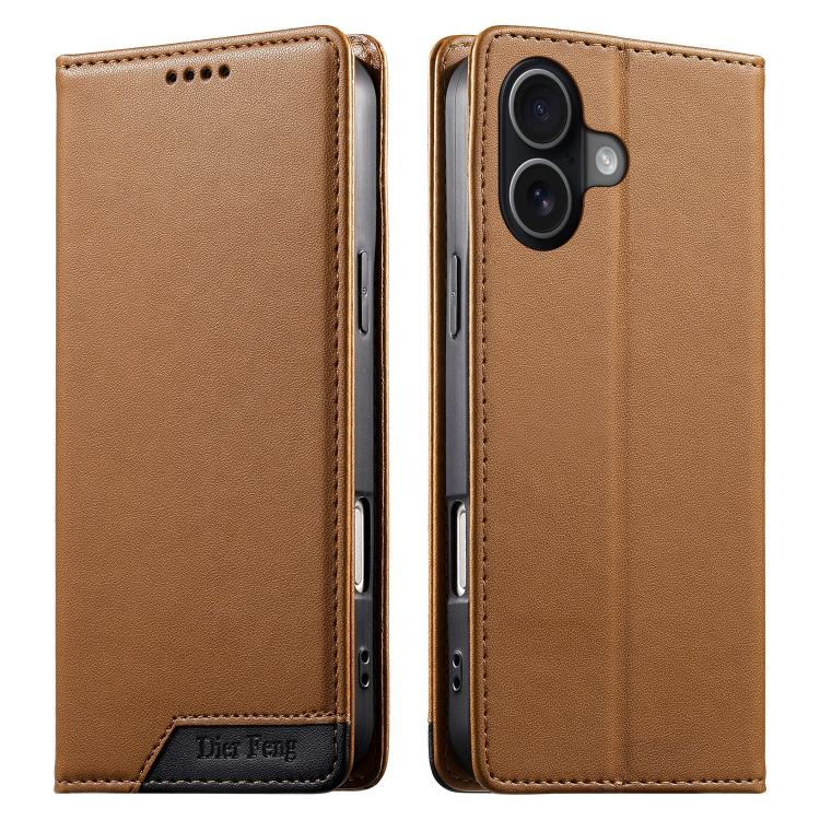Funda para teléfono Dierfeng Splicing de cuero vegano con imán RFID resistente, For iPhone 18 Pro / 17 Pro, For iPhone 18 Pro Max / 17 Pro Max, For iPhone 17e / 16e, For iPhone 17, For iPhone Air, For iPhone 16 Pro Max, For iPhone 16 Pro               ...