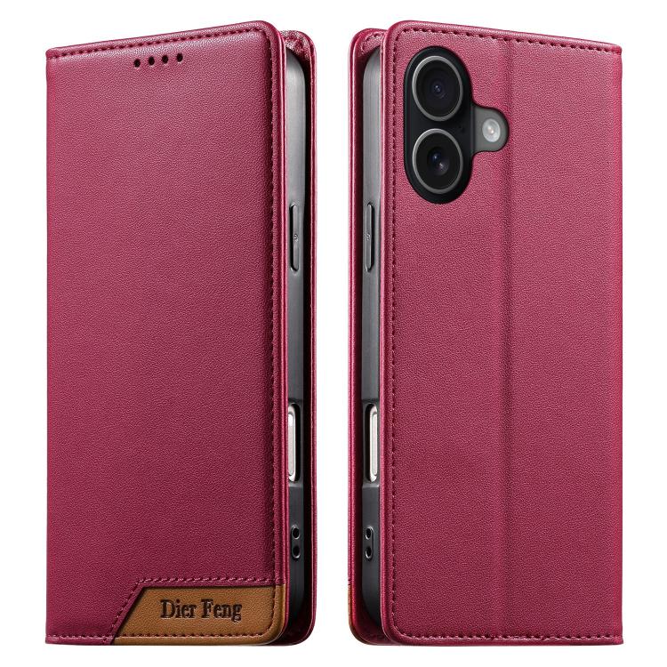 Funda para teléfono Dierfeng Splicing de cuero vegano con imán RFID resistente, For iPhone 18 Pro / 17 Pro, For iPhone 18 Pro Max / 17 Pro Max, For iPhone 17e / 16e, For iPhone 17, For iPhone Air, For iPhone 16 Pro Max, For iPhone 16 Pro               ...