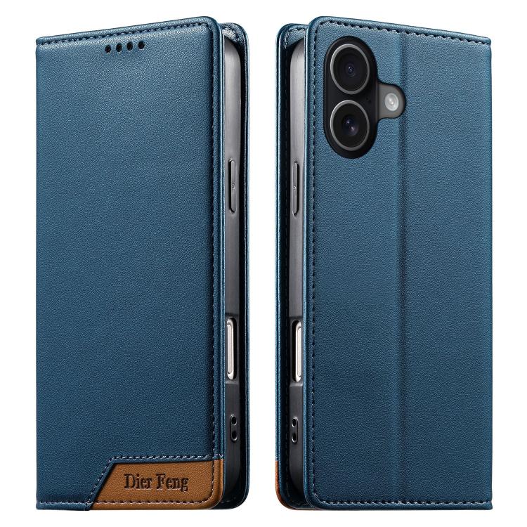 Funda para teléfono Dierfeng Splicing de cuero vegano con imán RFID resistente, For iPhone 18 Pro / 17 Pro, For iPhone 18 Pro Max / 17 Pro Max, For iPhone 17e / 16e, For iPhone 17, For iPhone Air, For iPhone 16 Pro Max, For iPhone 16 Pro               ...